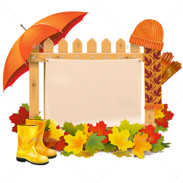 Wooden Fence with Autumn Leaves - Seasons Nature