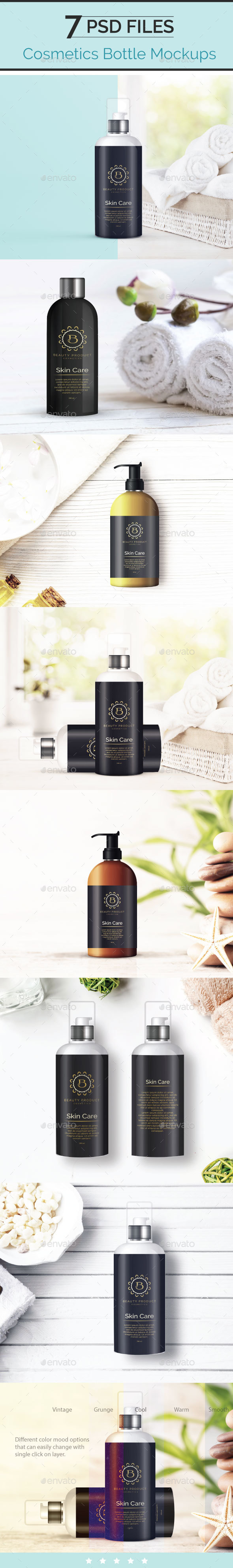 Cosmetic Bottle Mockup, Shampoo and Oil Bottle