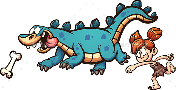 Playing with Dinosaur - People Characters