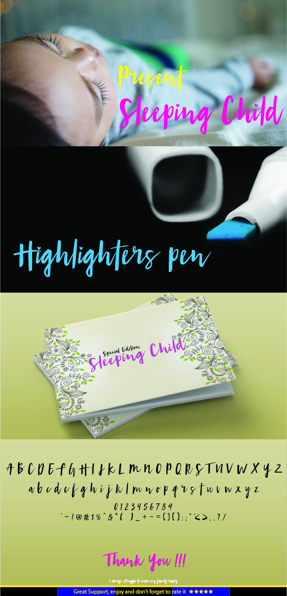 Sleeping Child - Hand-writing Script