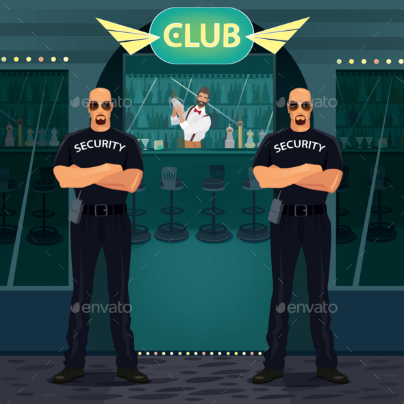 Bouncers Standing Near Entrance To the Night Club - Food Objects