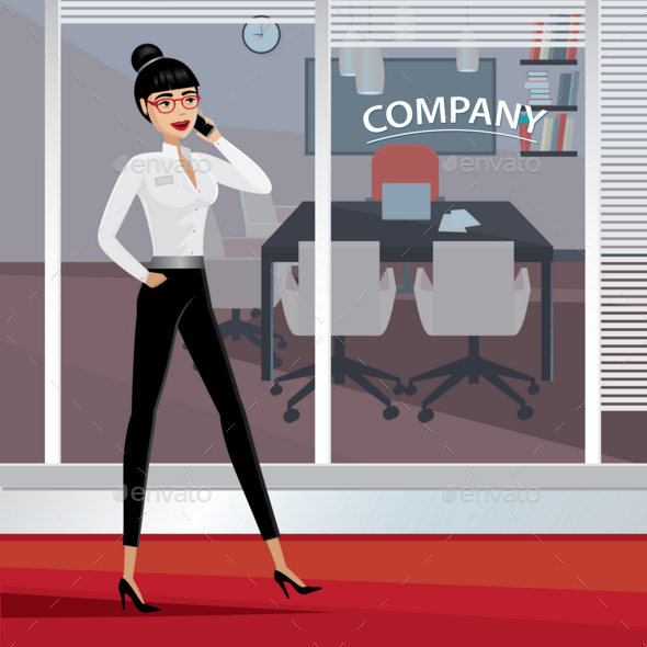 GraphicRiver Business Woman Walking Around the Office 20764038
