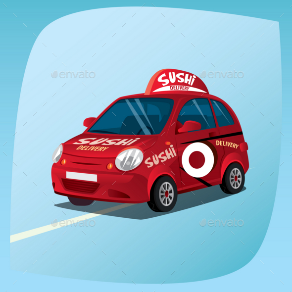 Isolated Sushi Delivery Car - Man-made Objects Objects