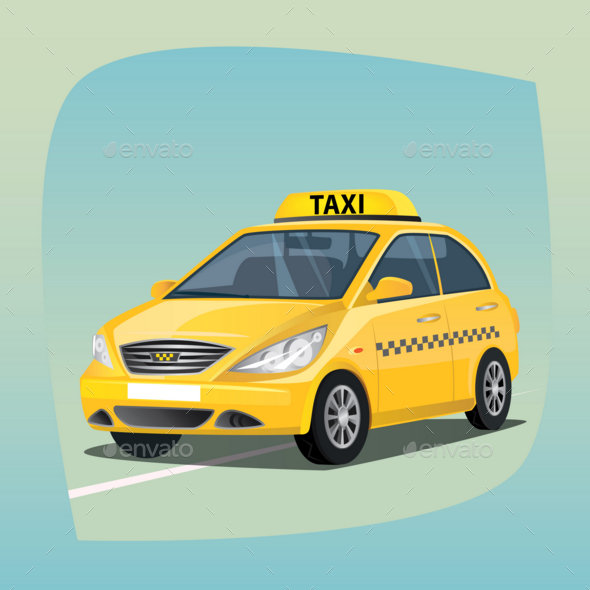 Isolated Yellow Taxi Car - Man-made Objects Objects