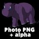 Little Violet Hippo Emerges from the Water - VideoHive Item for Sale