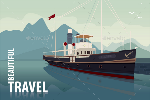 Old Cruise Boat at the Pier in Clear Day - Landscapes Nature