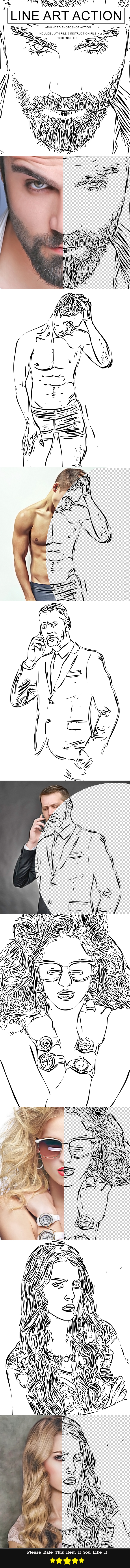 Advanced Line Art Action - Photo Effects Actions