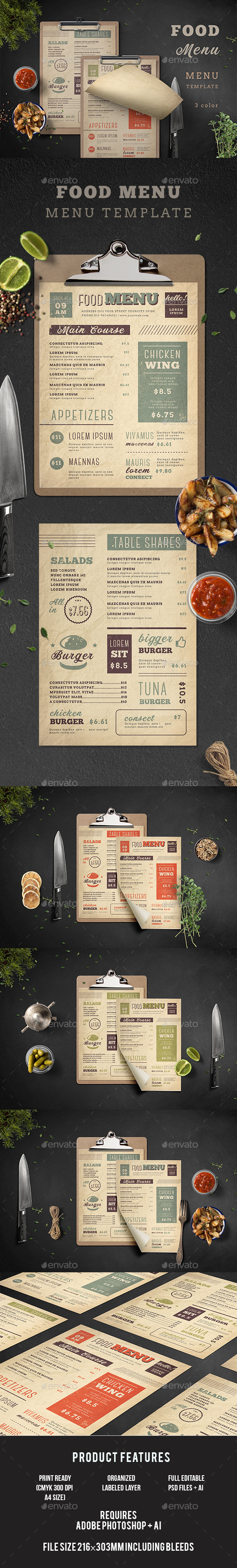 Food Menu - Food Menus Print Templates