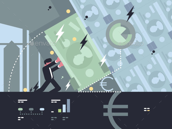 Collapse and Fall of Bank - Miscellaneous Vectors
