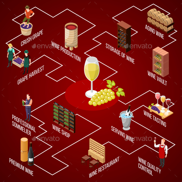 Wine Production Isometric Flowchart