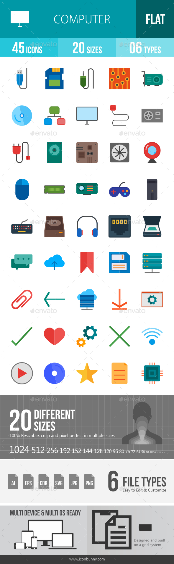 Computer Hardware Flat Icons - Icons
