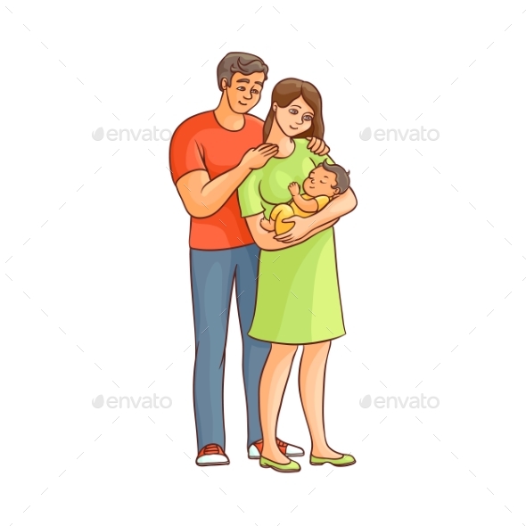 GraphicRiver Cartoon Adult Couple and Infant 20767478