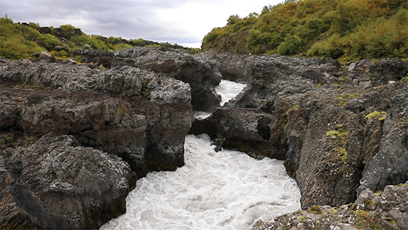 The Upper Reaches of The Waterfall Barnafoss