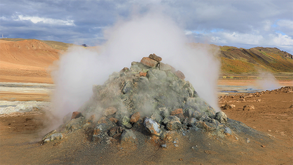 Steaming Fumaroles Hverir in Iceland