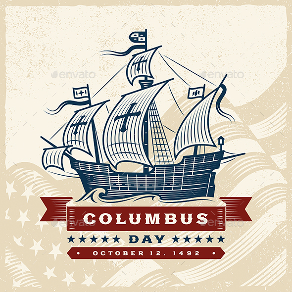 Vintage Columbus Day Label - Miscellaneous Seasons/Holidays