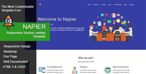 Napier - Responsive Startup Landing Template - Marketing Corporate