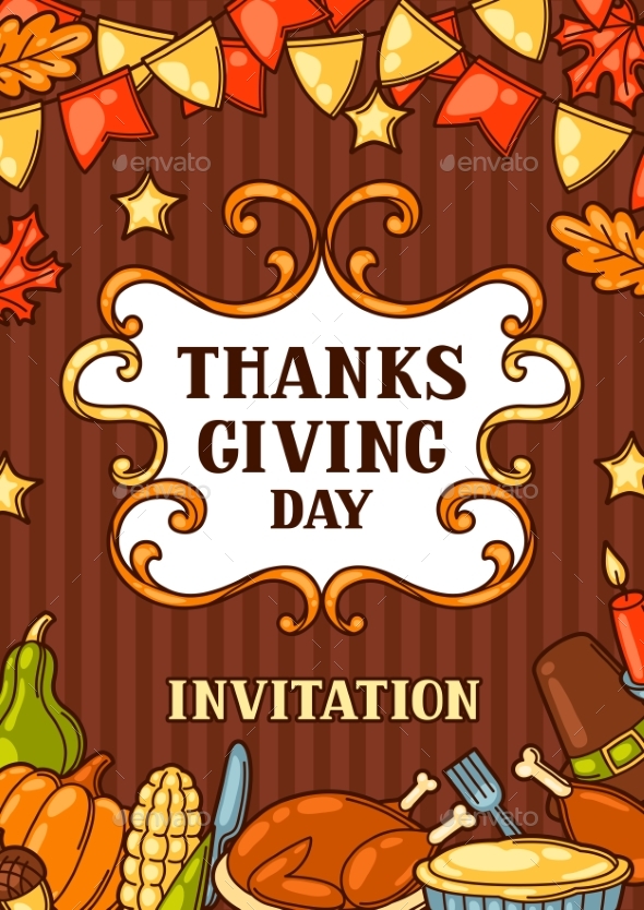 Happy Thanksgiving Day Invitation with Holiday