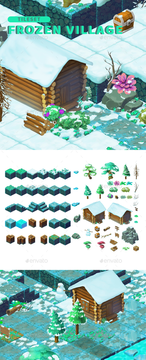 Frozen Village - Isometric Block Tileset - Tilesets Game Assets