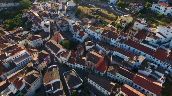 Aerial. Video Shooting From Dron of Monchique Village. Algarve alt