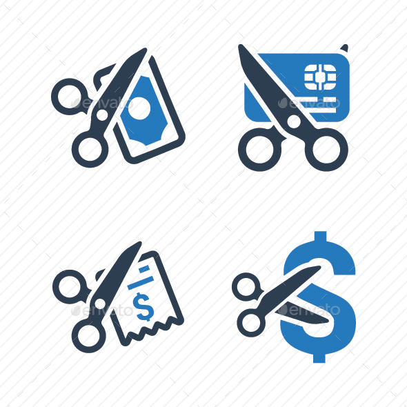 Cost Cutting Icons (Blue Version) - Business Icons