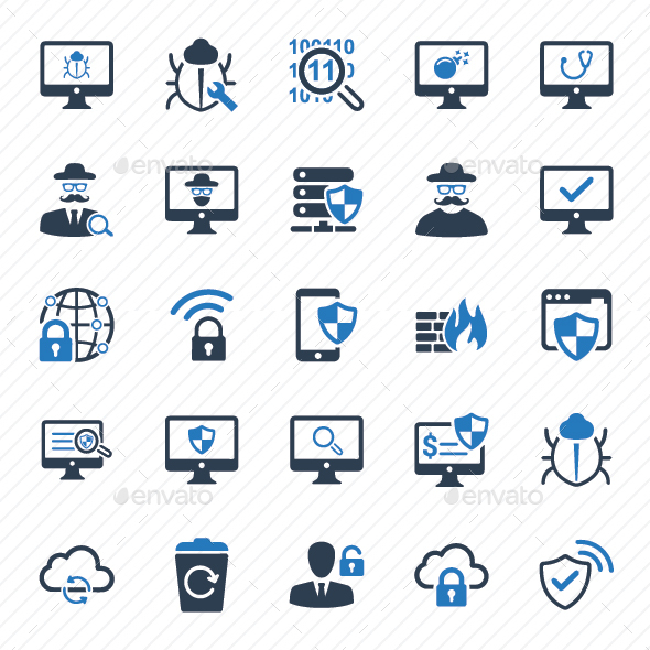 Cyber Security Icons - Blue Version - Technology Icons