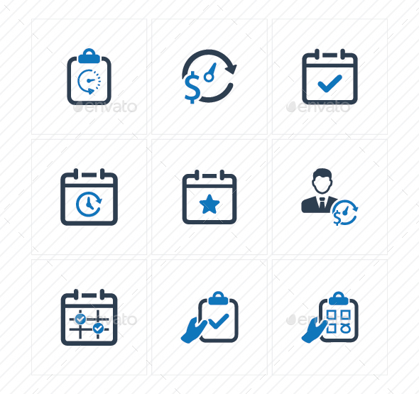 Event Schedule Icons - Blue Version - Business Icons