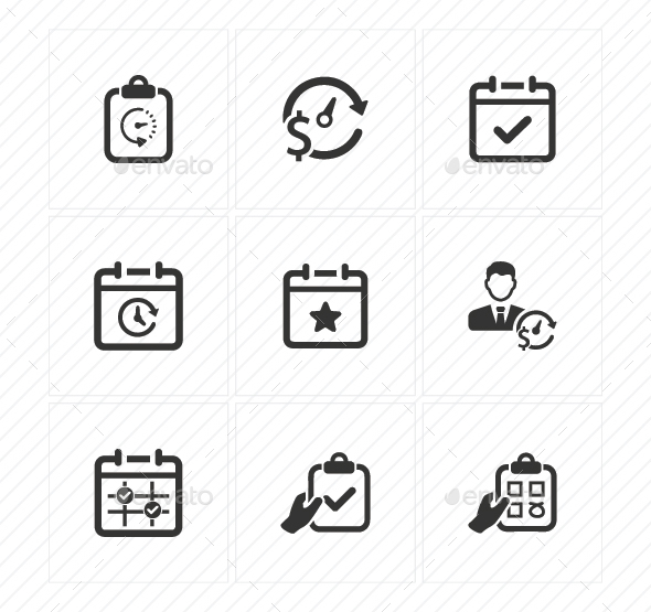 Event Schedule Icons - Gray Version - Business Icons