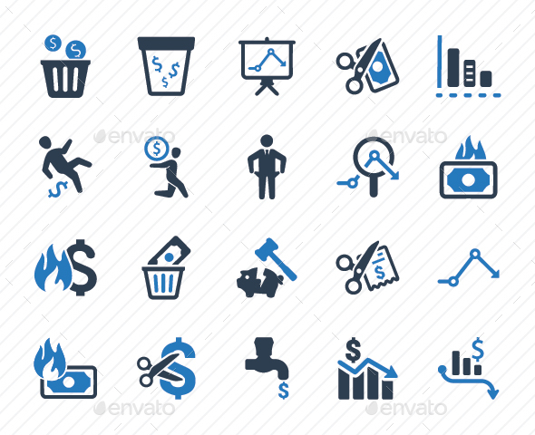 Financial Loss Icons - Blue Version - Business Icons