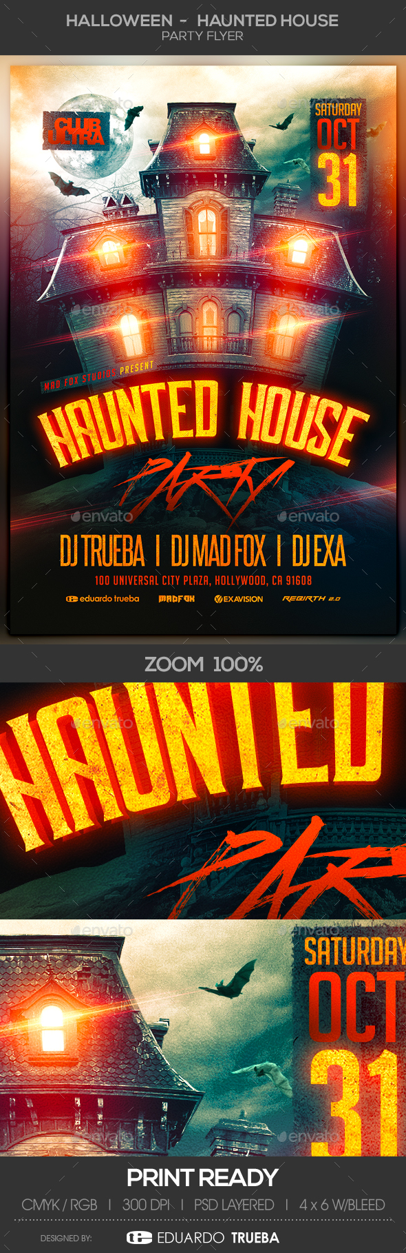 Halloween Haunted House Party Flyer