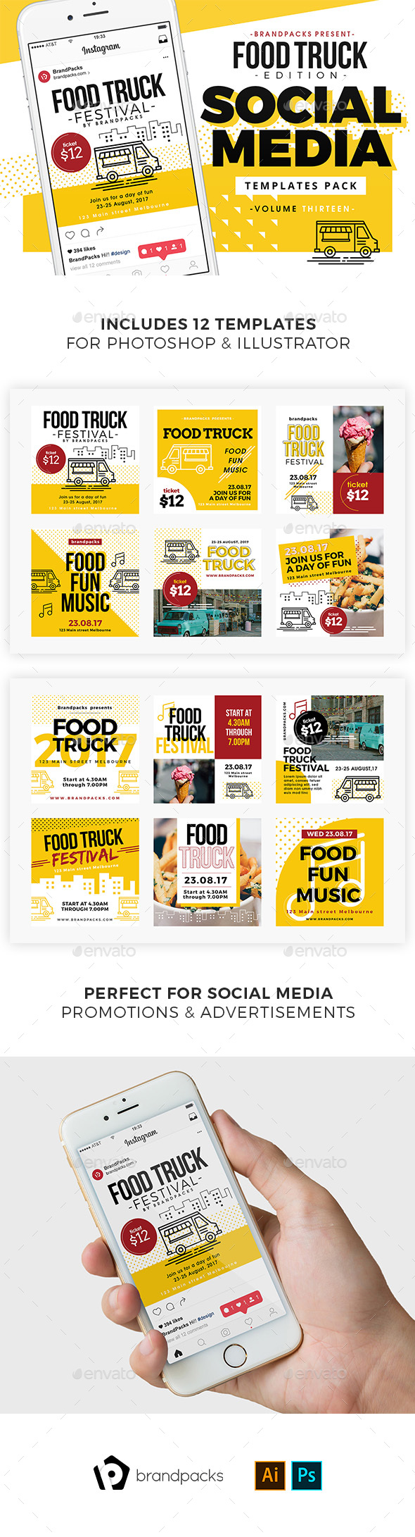 Food Truck Social Media Templates - Social Media Web Elements