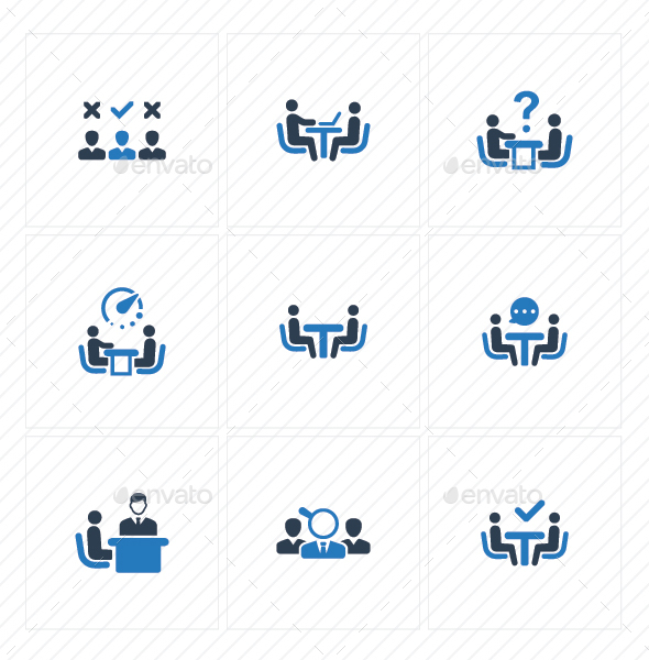 Job Interview Icons - Blue Version - Business Icons