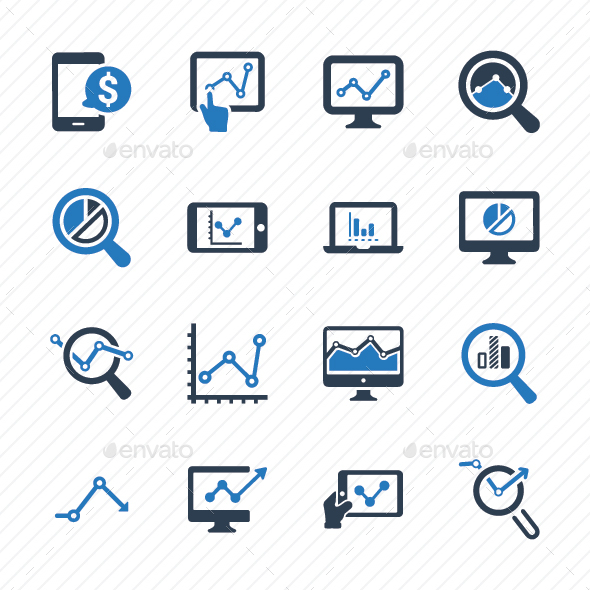 Marketing Research Icons - Blue Version - Business Icons
