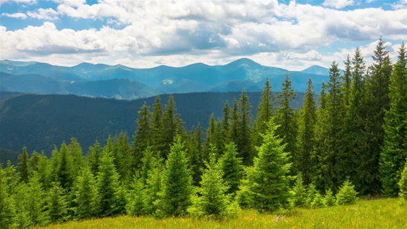 Mountain Landscape with a Fast Clouds and Shadows alt