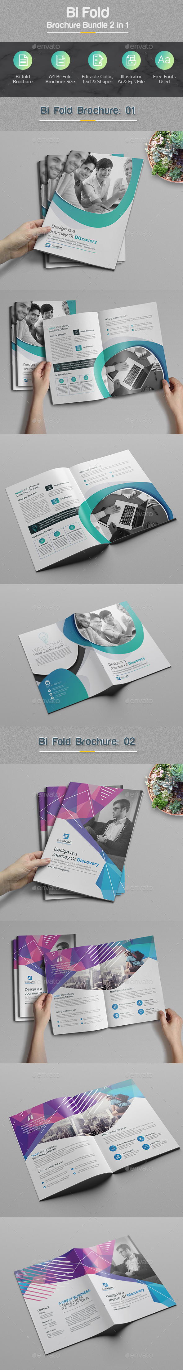 Bi-fold Brochure Bundle 2 in 1 - Corporate Brochures