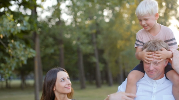 Beautiful Family Is Walking 