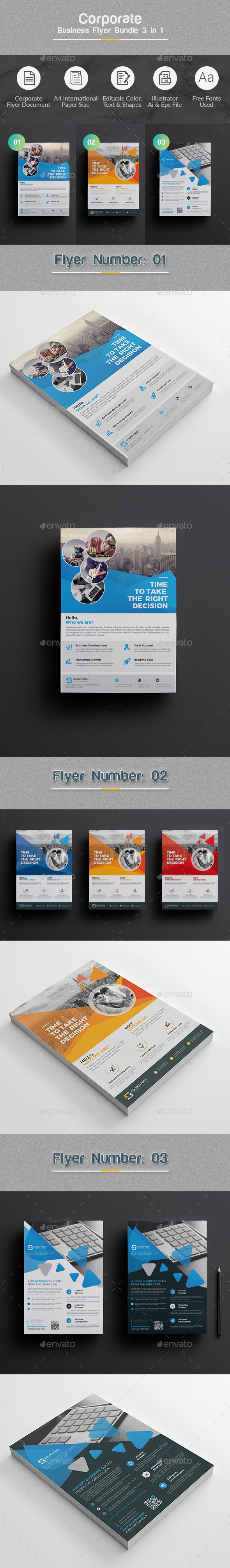 Flyer Template Bundle 3 in 1 - Corporate Flyers