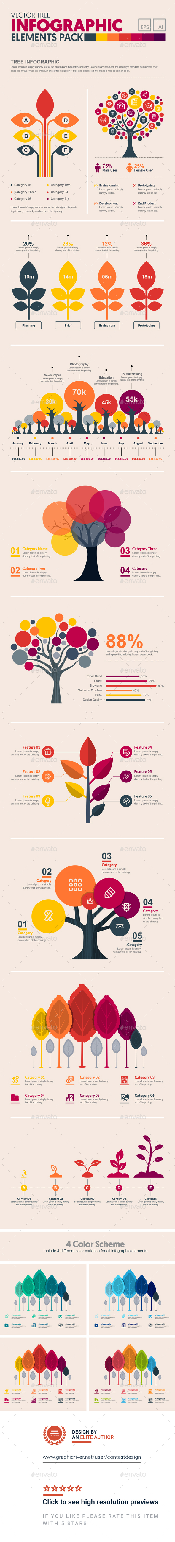 Tree Infographic Elements Template Pack