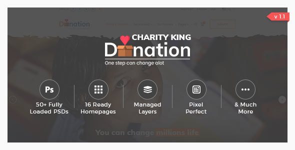 Charity King - Charity PSD Template - Charity Nonprofit