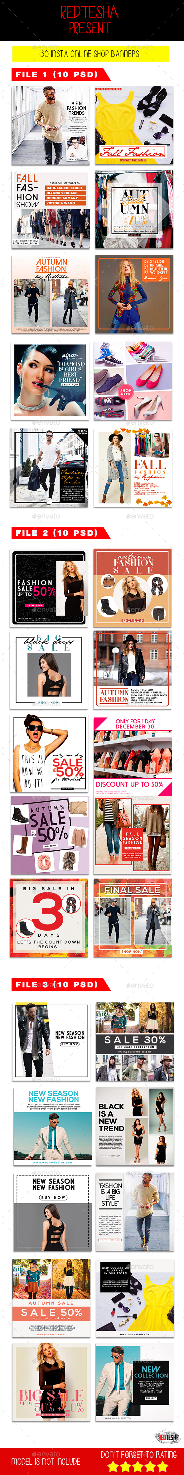 Instagram Fashion Banner Bundle - Banners & Ads Web Elements