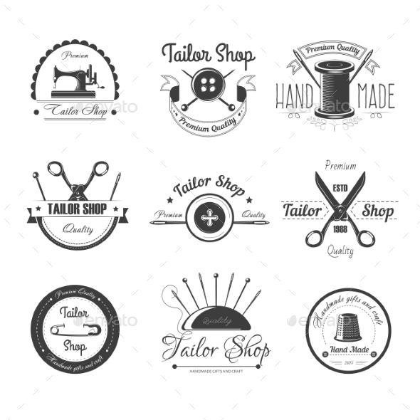 Tailor Shop Salon Vector Icons Button - Miscellaneous Vectors