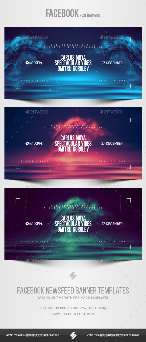 Electronic Music Party vol.35 - Facebook Post Banner Templates - Social Media Web Elements