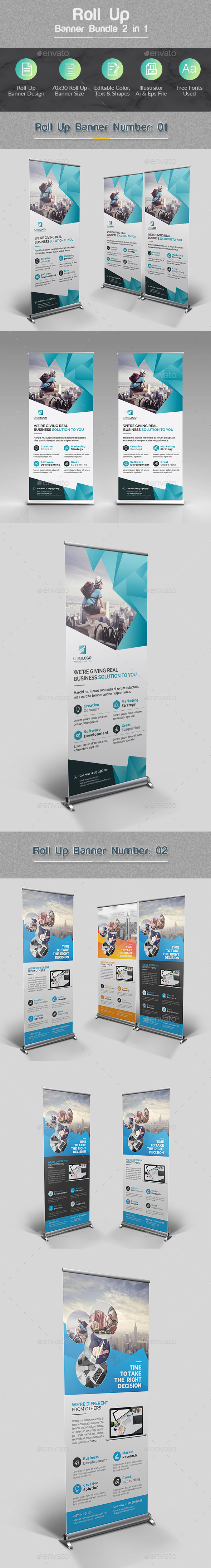 Roll Up Banner Bundle 2 in 1 - Signage Print Templates