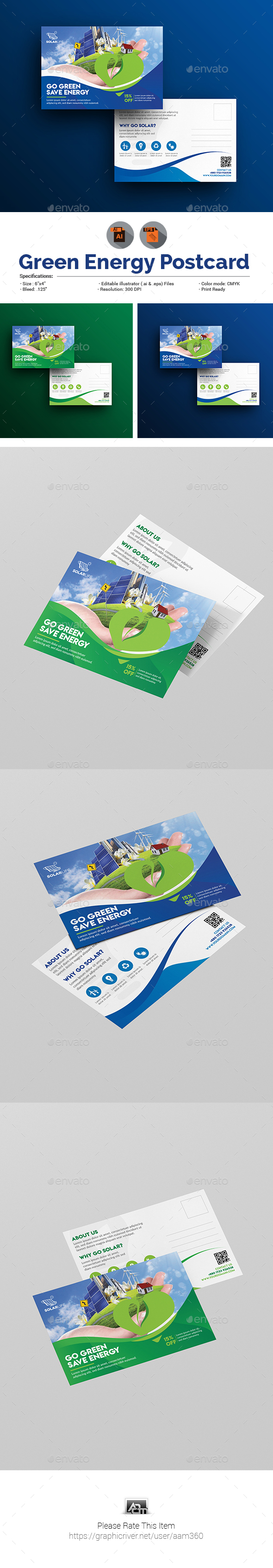 GraphicRiver Green Energy Postcard Template 20779823