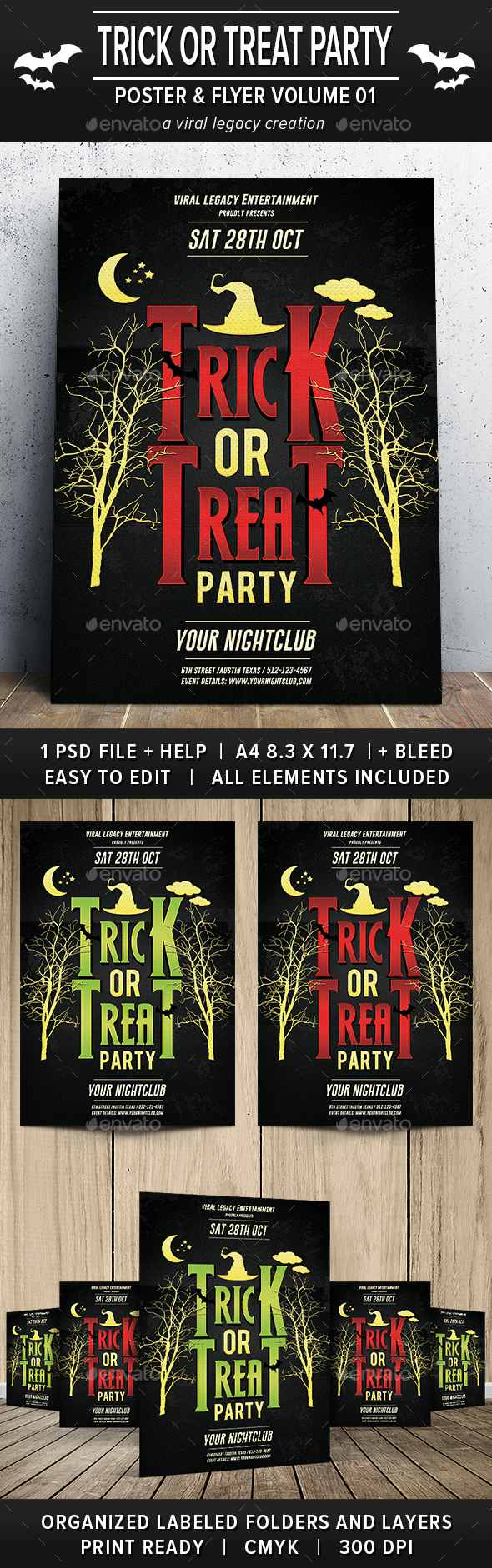 Trick or Treat Party Poster / Flyer V01 - Flyers Print Templates