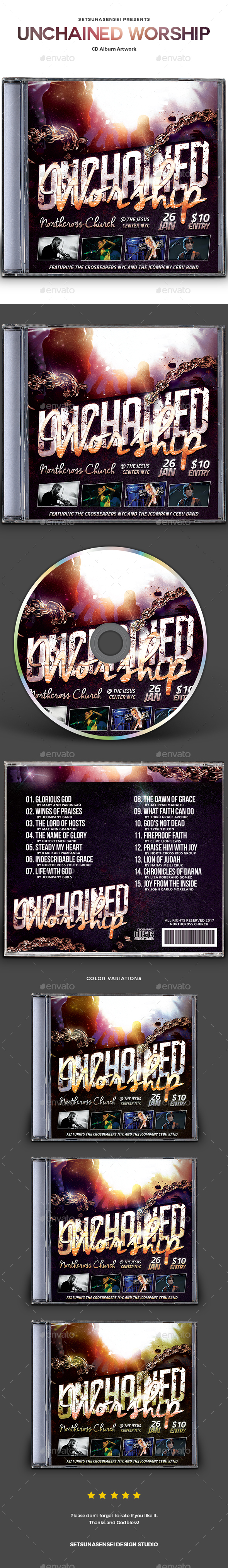 Unchained Worship CD Album Artwork - CD & DVD Artwork Print Templates