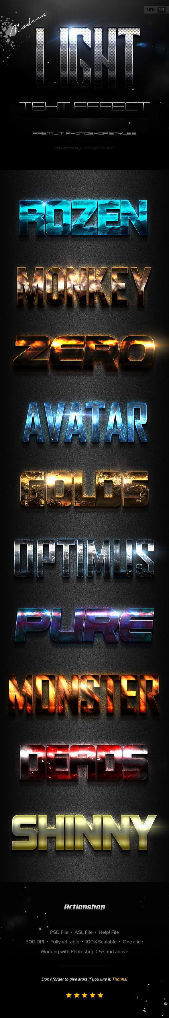 10 Modern Light Text Effects Vol.10 - Text Effects Styles