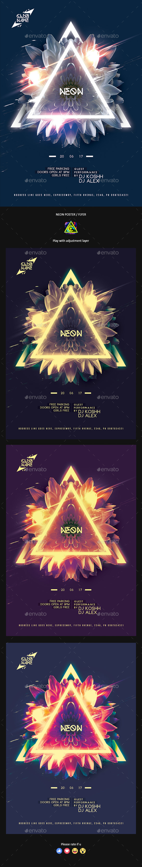 Neon Party Poster / Flyer - Clubs & Parties Events