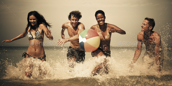 Old fashioned beach fun Running Concept