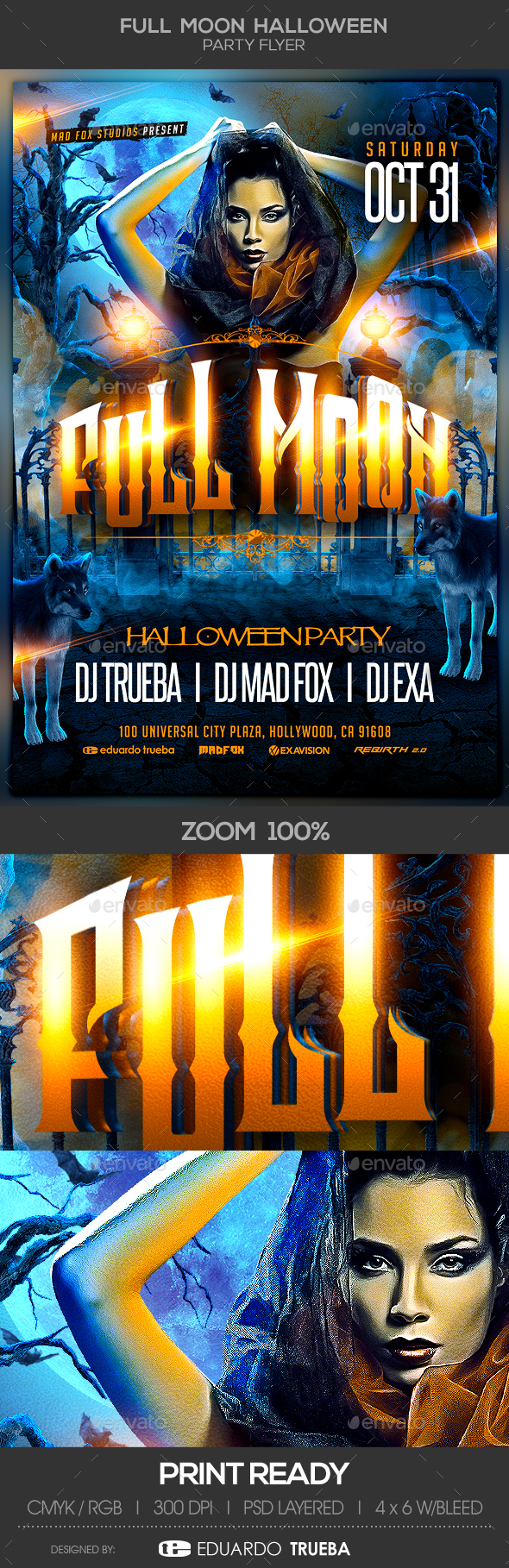Full Moon Halloween Party Flyer - Clubs & Parties Events