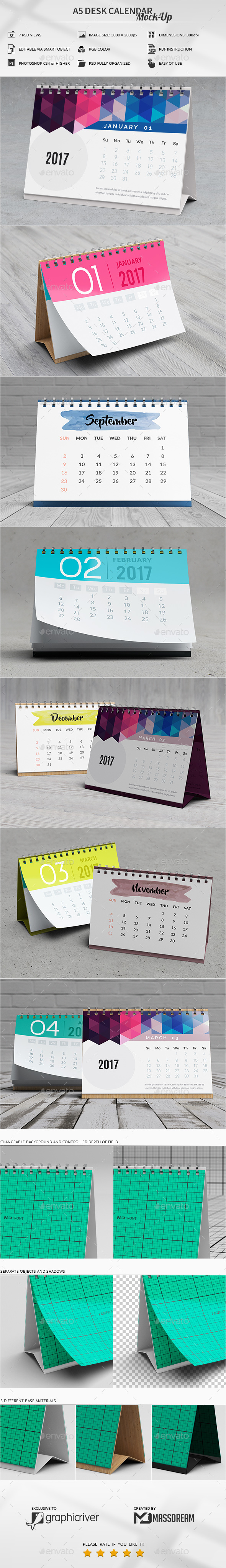 A5 Desk Calendar Mock-Up